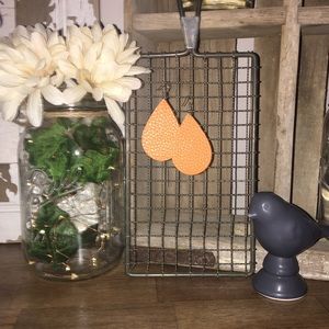 Orange Faux Leather Earrings